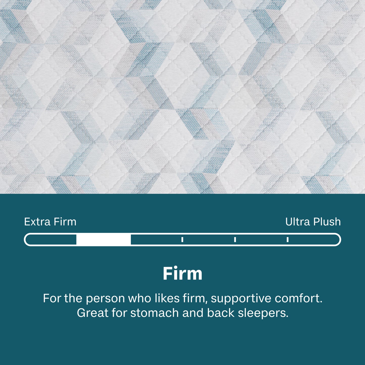 Beautysleep Mattress Textured mattress surface with a scale indicating "firm" firmness level.